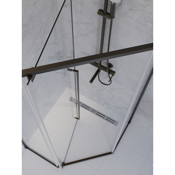 Душевое ограждение Cezares 100x100 см PLANE-P-1-100-C-GM (стекло 8 мм) оружейная сталь/прозрачное фото 5