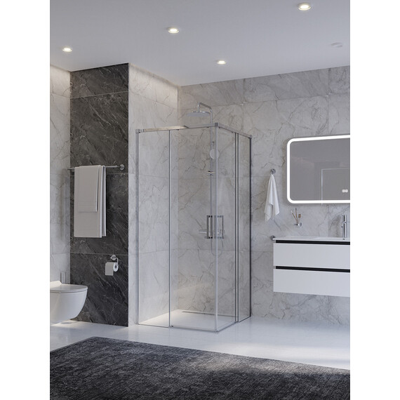 Душевое ограждение Cezares 100x100 см PLANE-A-2-100-C-CR, хром/прозрачное фото 