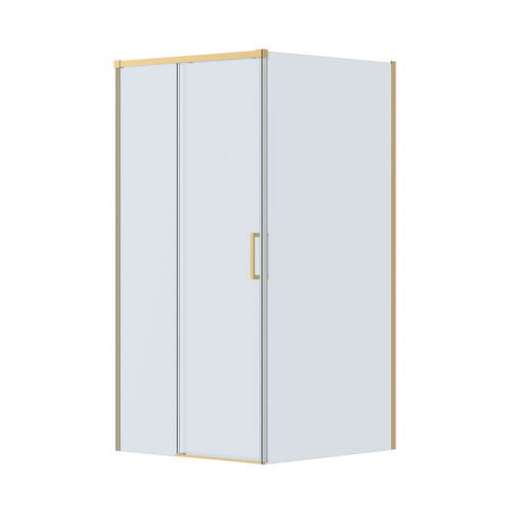 Душевое ограждение Cezares 100x100 см PLANE-A-1-100-C-BORO, брашированное золото/прозрачное фото 4