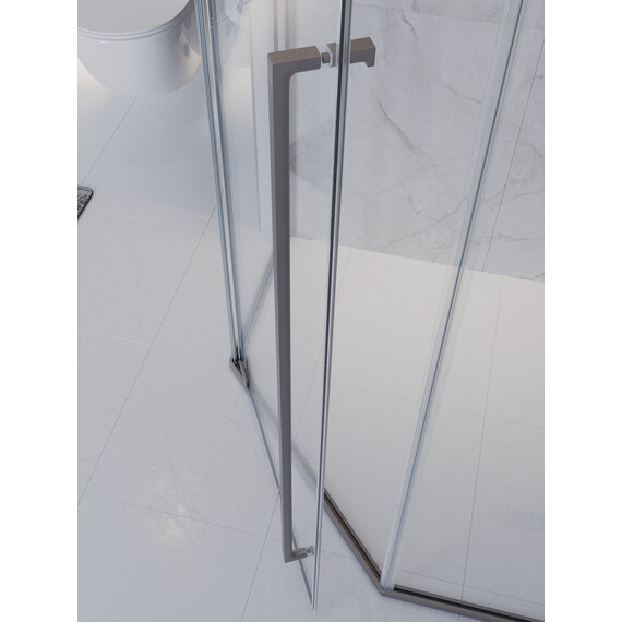 Душевое ограждение Cezares 90x90 см PLANE-P-1-90-C-IN (стекло 8 мм) сатин/прозрачное фото 7