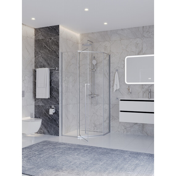 Душевое ограждение Cezares 90x90 см PLANE-P-1-90-C-CR (стекло 8 мм) хром/прозрачное фото 2