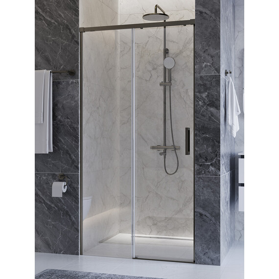 Душевая дверь Cezares 100 см PLANE-BF-1-100-C-GM, оружейная сталь/прозрачное фото 3