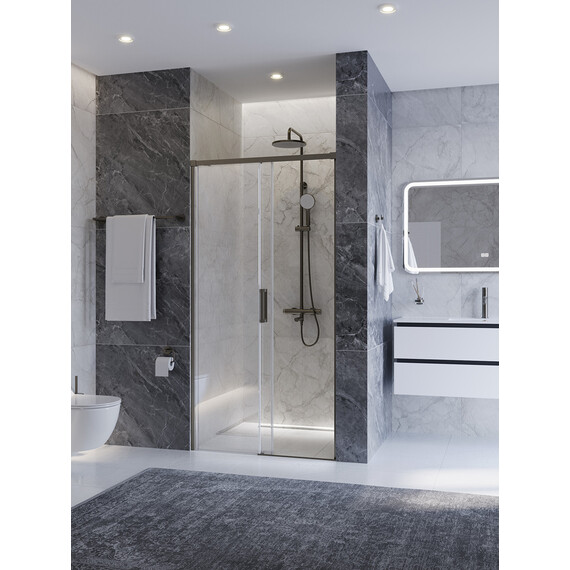 Душевая дверь Cezares 100 см PLANE-BF-1-100-C-GM, оружейная сталь/прозрачное фото 2