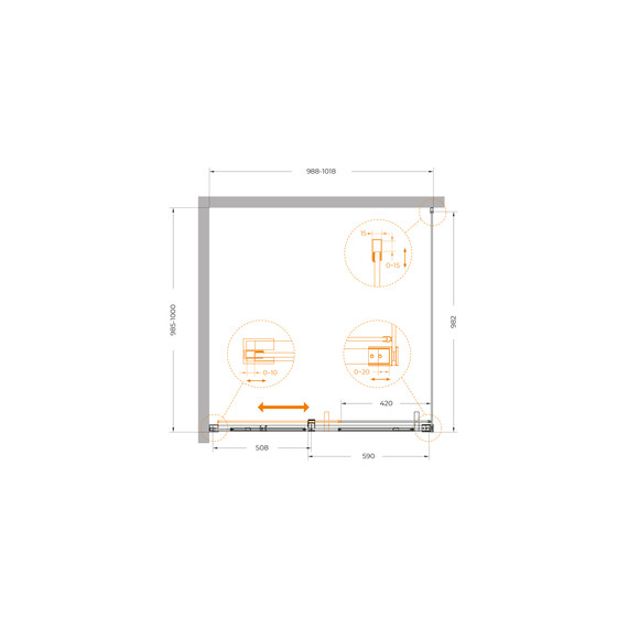 Душевое ограждение Cezares 100x100 см PLANE-A-1-100-C-GM, оружейная сталь/прозрачное фото 5