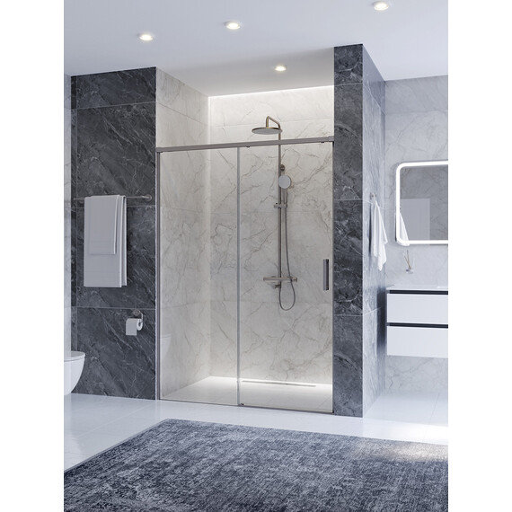 Душевая дверь Cezares 130 см PLANE-BF-1-130-C-IN, сатин/прозрачное фото 