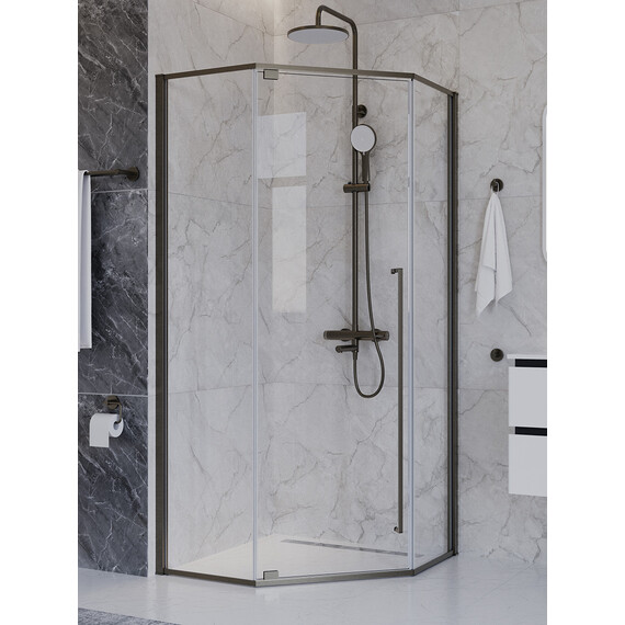 Душевое ограждение Cezares 100x100 см PLANE-P-1-100-C-GM (стекло 8 мм) оружейная сталь/прозрачное фото 3