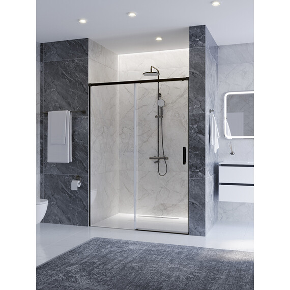 Душевая дверь Cezares 140 см PLANE-BF-1-140-C-GM, оружейная сталь/прозрачное фото 