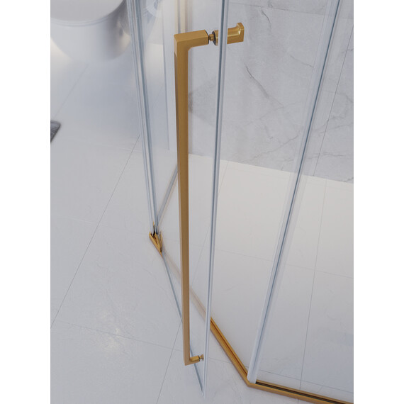 Душевое ограждение Cezares 90x90 см PLANE-P-1-90-C-BORO (стекло 8 мм) брашированное золото/прозрачное фото 8