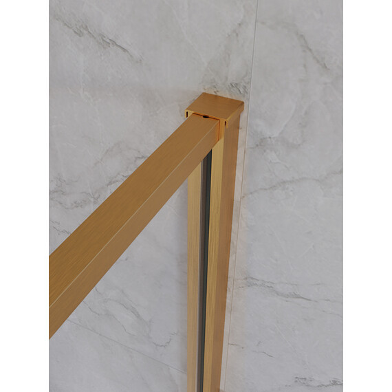 Душевое ограждение Cezares 90x90 см PLANE-P-1-90-C-BORO (стекло 8 мм) брашированное золото/прозрачное фото 6