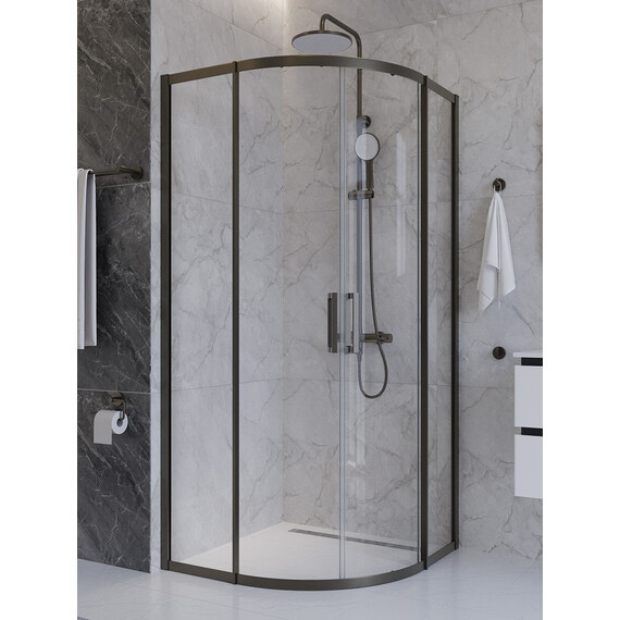 Душевое ограждение Cezares 90x90 см PLANE-R-2-90-C-GM, оружейная сталь/прозрачное фото 3