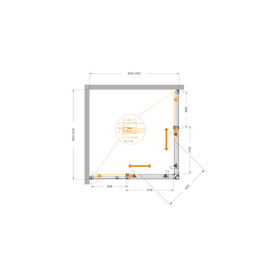 Душевое ограждение Cezares 90x90 см PLANE-A-2-90-C-IN, сатин/прозрачное фото 5