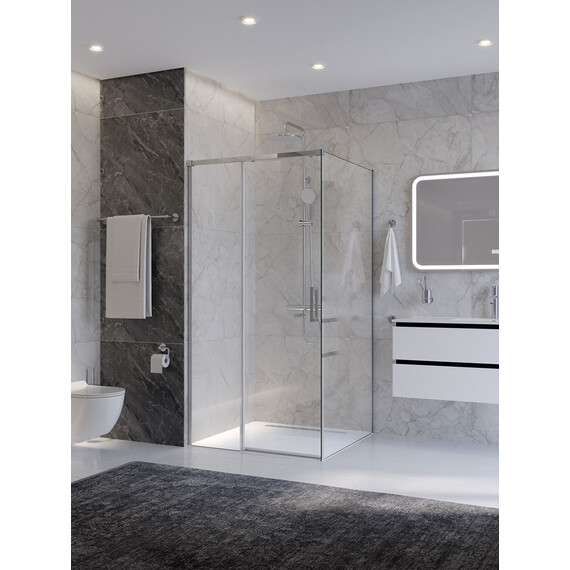 Душевое ограждение Cezares 100x100 см PLANE-A-1-100-C-CR, хром/прозрачное фото 