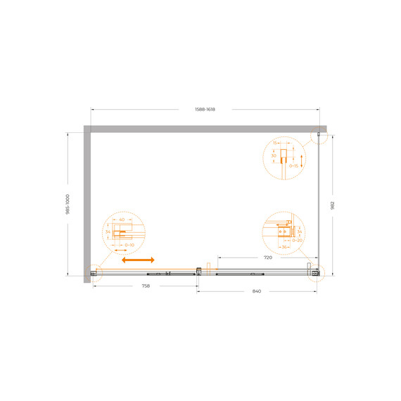Душевое ограждение Cezares 160x100 см PLANE-AH-1-160/100-C-IN, сатин/прозрачное фото 5