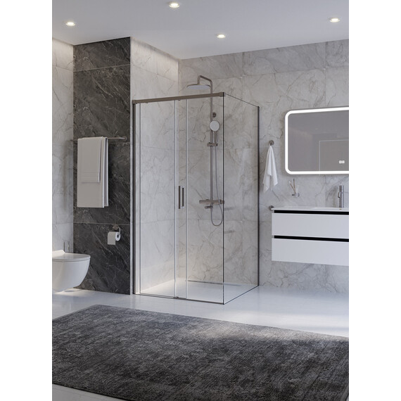 Душевое ограждение Cezares 100x100 см PLANE-A-1-100-C-IN, сатин/прозрачное фото 2