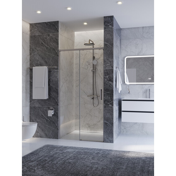 Душевая дверь Cezares 100 см PLANE-BF-1-100-C-IN, сатин/прозрачное фото 