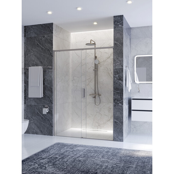 Душевая дверь Cezares 140 см PLANE-BF-1-140-C-IN, сатин/прозрачное фото 2