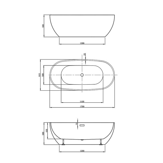 Ванна отдельностоящая Vincea 170x81 см VBT-408-1700MW, белый матовый фото 5