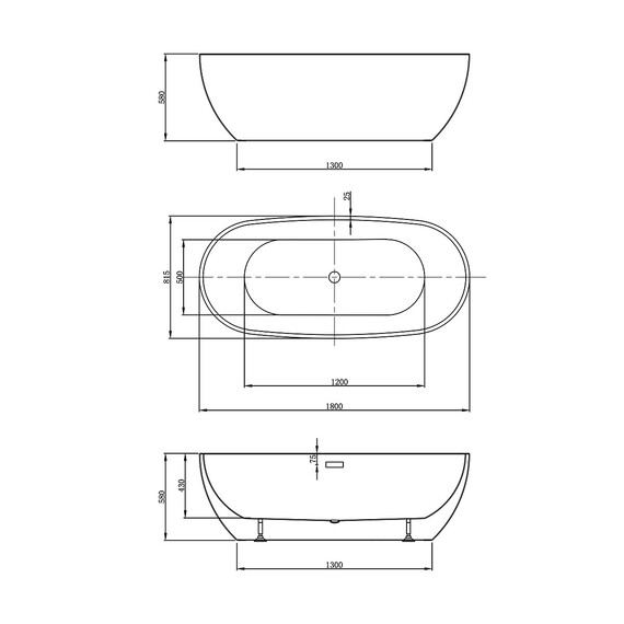 Ванна отдельностоящая Vincea 180x81 см VBT-408-1800MW, белый матовый фото 5