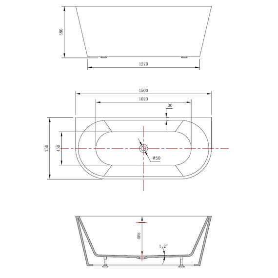 Ванна пристенная Vincea 150x75 см VBT-421-1500 фото 4