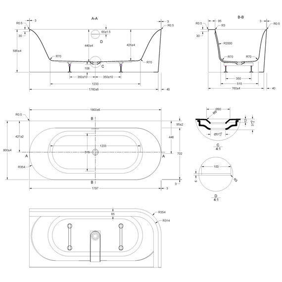 Ванна акриловая Vincea 180x80 см VBT-704-1800-L фото 5