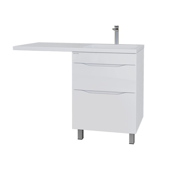 Тумба напольная с раковиной Grossman Вилар 120 см R (раковина Камилла-120) белый глянец фото 2