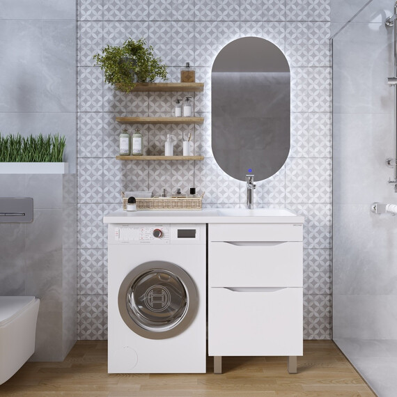 Тумба напольная с раковиной Grossman Вилар 110 см R (раковина Камилла-110) белый глянец фото 5