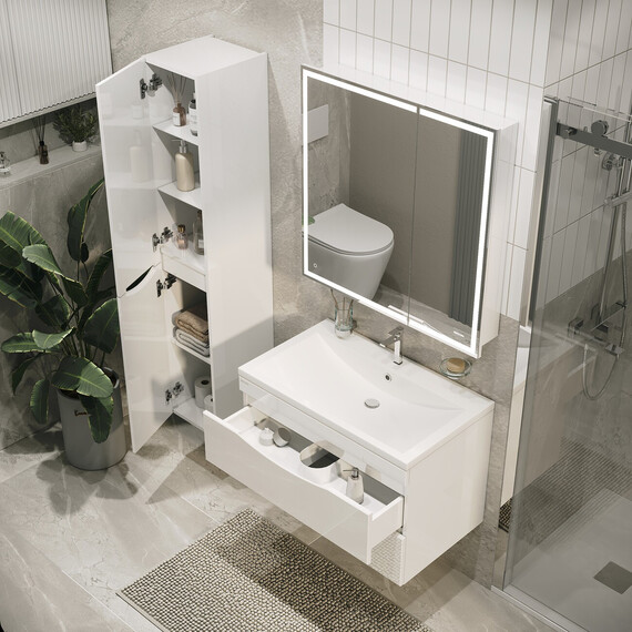 Пенал подвесной Grossman Виста 30 см 303068 L, белый глянцевый фото 5