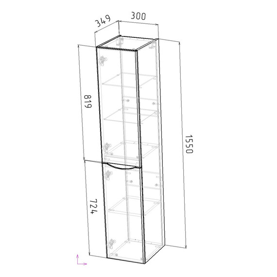 Пенал подвесной Grossman Виста 30 см 303069 R, белый глянцевый фото 6