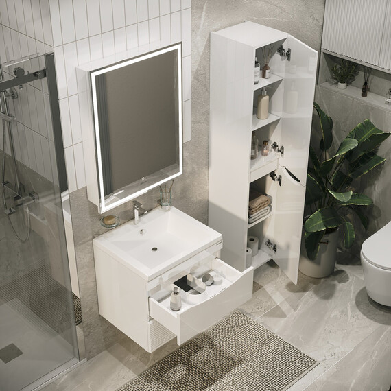 Пенал подвесной Grossman Виста 30 см 303069 R, белый глянцевый фото 5