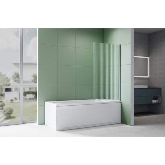 Шторка для ванны Aquatek 80 см AQ.BS.080.2CH, хром/рифленое фото 