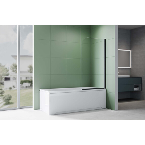 Шторка для ванны Aquatek 80 см AQ.BSRC.080.1BL, чёрный матовый/прозрачное фото 