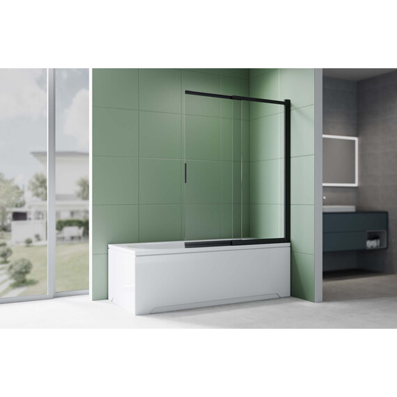 Шторка для ванны Aquatek 100 см AQ.BSS.100.1BL, чёрный матовый/прозрачное фото 