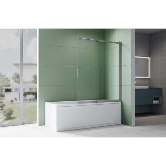 Шторка для ванны Aquatek 100 см AQ.BSS.100.1GM, оружейная сталь/прозрачное фото 