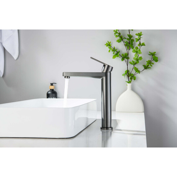 Смеситель для раковины высокий Aquatek Лугано AQ1704BGM, оружейная сталь фото 6