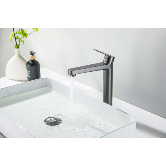 Смеситель для раковины высокий Aquatek Лугано AQ1704BGM, оружейная сталь фото 7