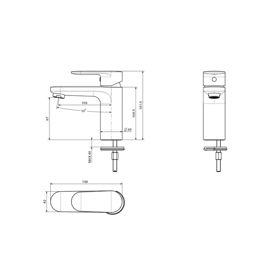 Набор смесителей 3 в 1 для ванны с коротким изливом Aquatek Ника AQ1830MB, чёрный матовый фото 9