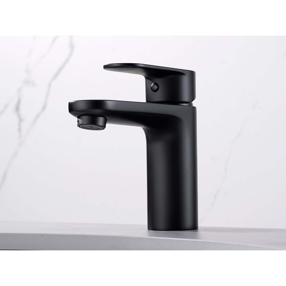 Набор смесителей 3 в 1 для ванны с коротким изливом Aquatek Ника AQ1830MB, чёрный матовый фото 5