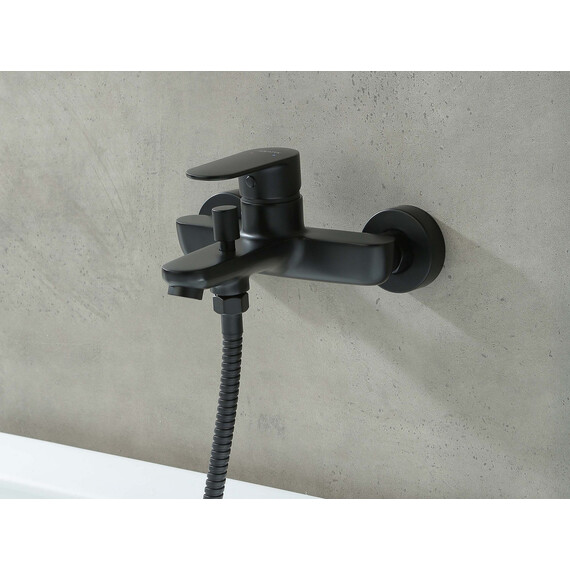 Набор смесителей 3 в 1 для ванны с коротким изливом Aquatek Ника AQ1830MB, чёрный матовый фото 6