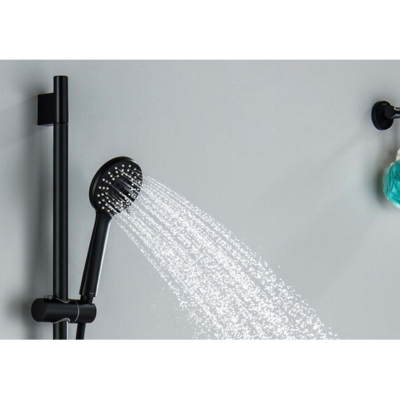 Набор смесителей 3 в 1 для ванны с коротким изливом Aquatek Ника AQ1830MB, чёрный матовый фото 8