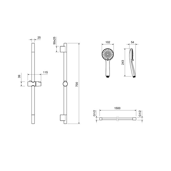 Набор смесителей 3 в 1 для душа Aquatek Ника AQ1831MB, чёрный матовый фото 11