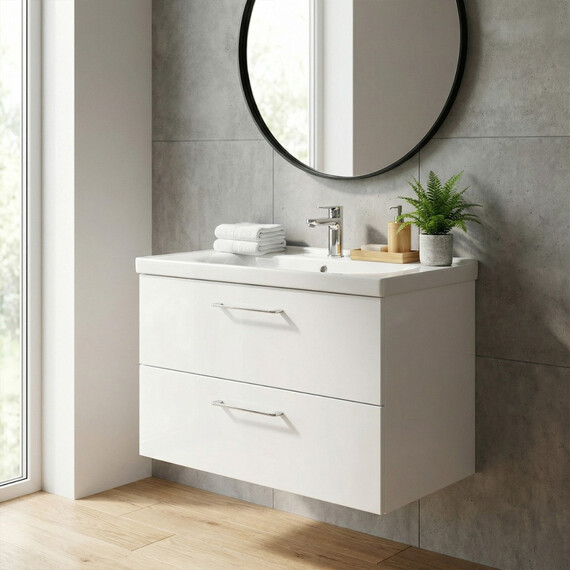 Тумба подвесная с раковиной Azario Ника 70 см CS00106460 (раковина Monte Neo 70) белый глянцевый фото 2