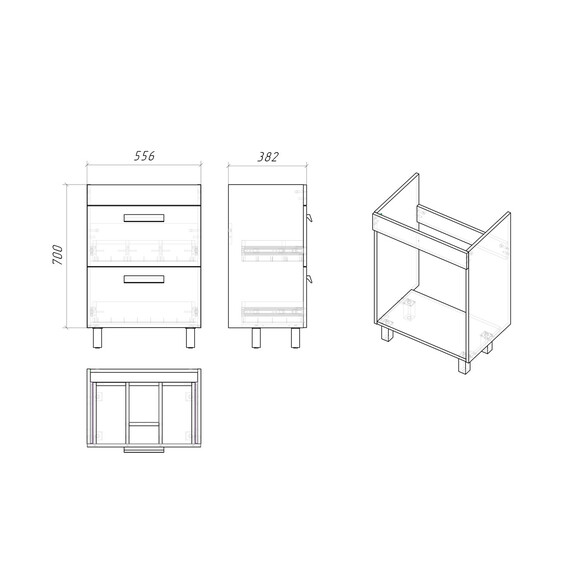 Тумба напольная с раковиной Grossman Нео 60 см 106028, белый фото 9
