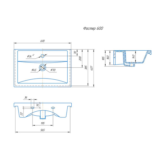 Тумба напольная с раковиной Grossman Нео 60 см 106028, белый фото 8
