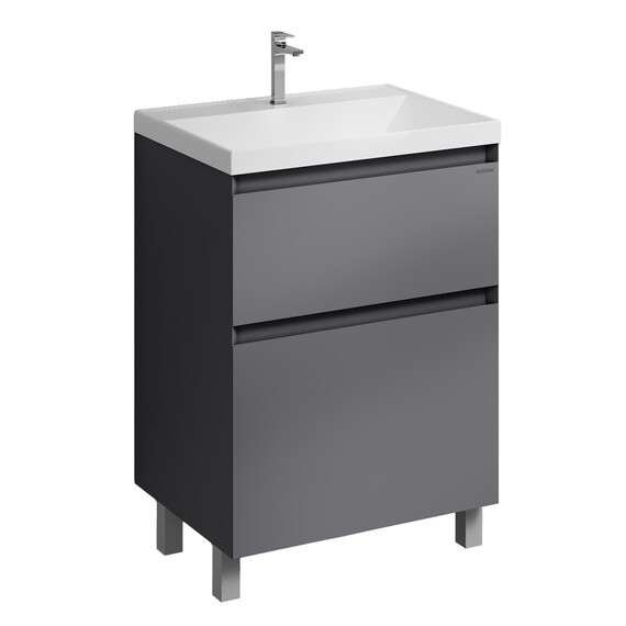 Тумба напольная с раковиной Grossman Меркадо 60 см 106071, графит матовая фото 2