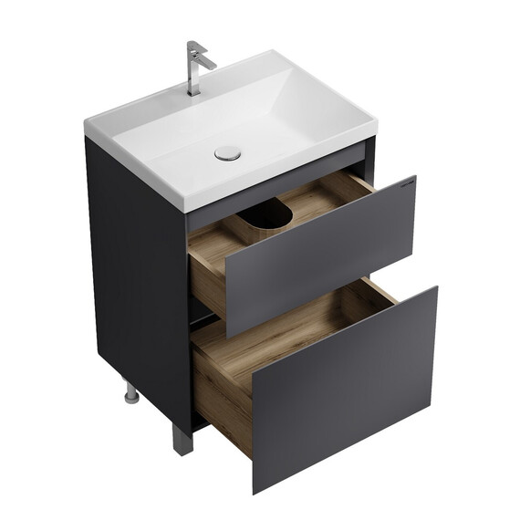 Тумба напольная с раковиной Grossman Меркадо 60 см 106071, графит матовая фото 