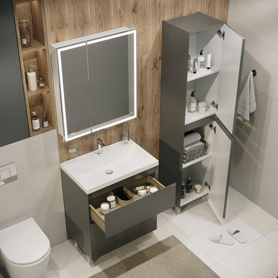 Тумба напольная с раковиной Grossman Меркадо 80 см 108075, графит матовая фото 7