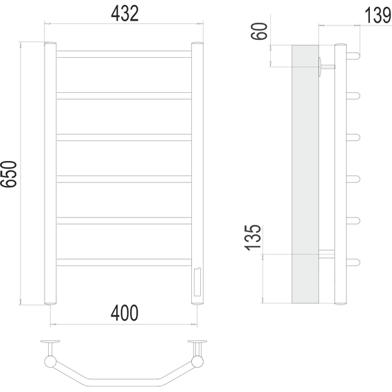 Полотенцесушитель электрический Terminus Виктория П6 400x650 мм 4670078531186 фото 3