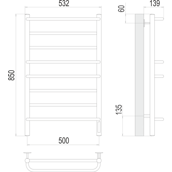 Полотенцесушитель электрический Terminus Евромикс П8 500x850 мм 4670078531292 фото 3