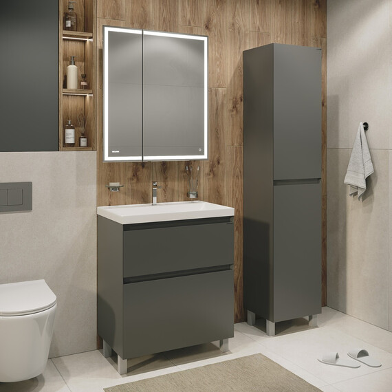 Пенал напольный Grossman Меркадо 40 см 304083, графит матовый фото 4