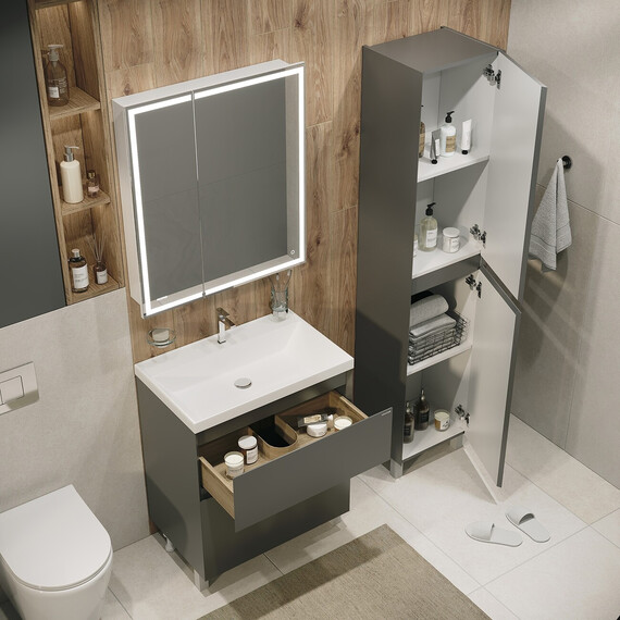 Пенал напольный Grossman Меркадо 40 см 304083, графит матовый фото 5